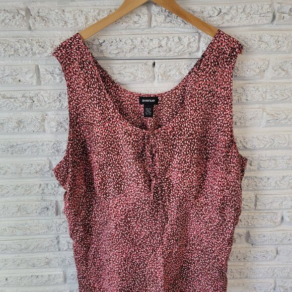 Avenue Womens Top 30 32 Plus Tank Pink Brown Geometric Silk Office GEO22XE - Picture 2 of 8